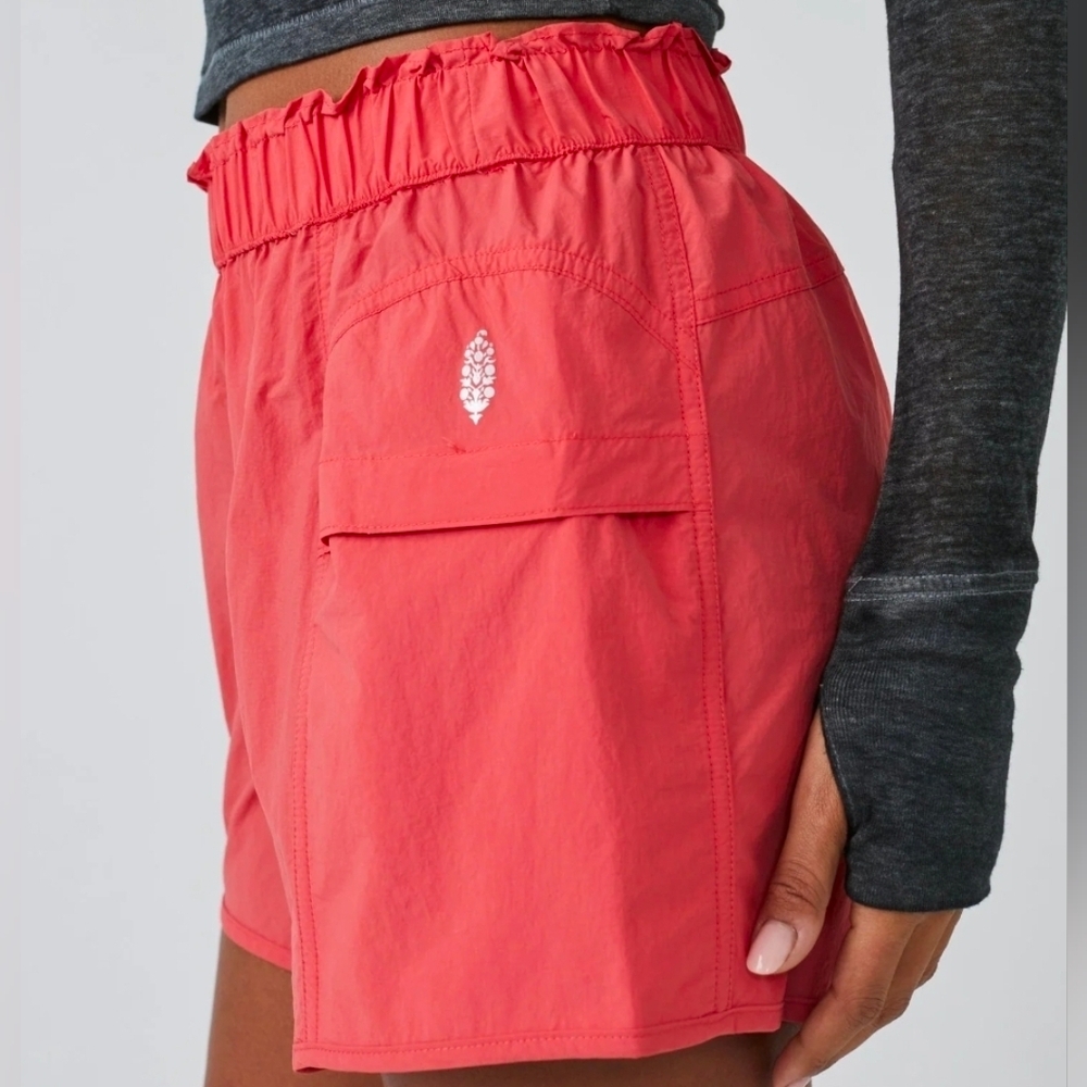 Women's Coral Utility Shorts with Elastic Waist